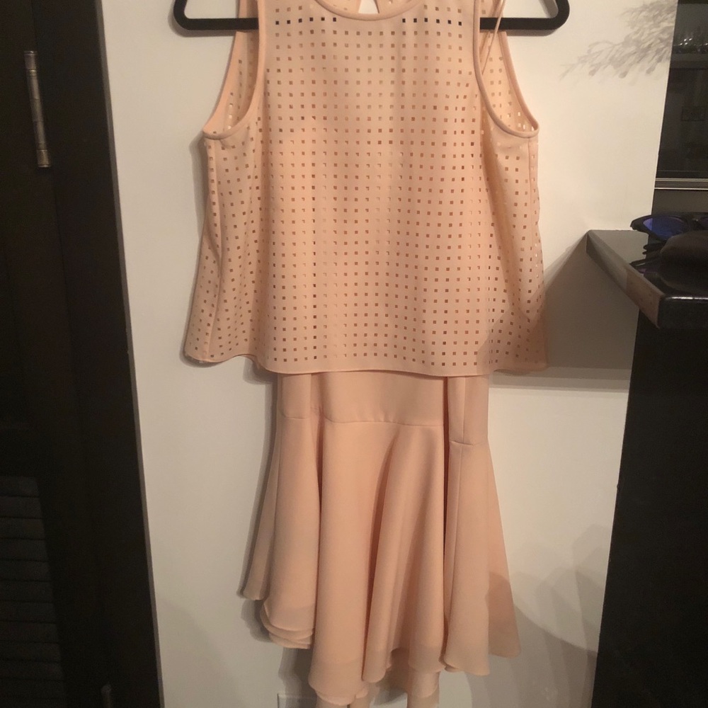 Tibi pink sleeveless dress with cropped overlay